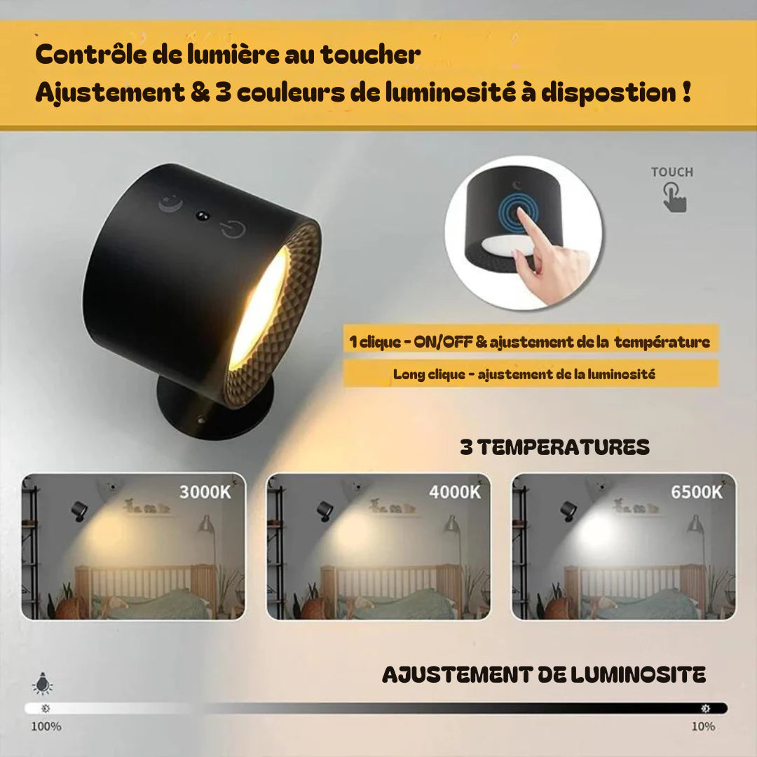 💡 Lampe Murale LED Sans Fil – Twilight360™